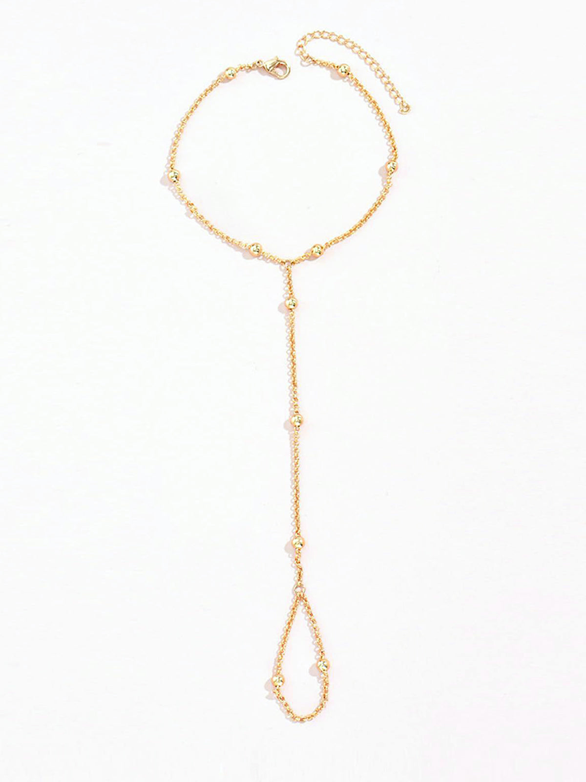 Gouden Handketting Dames – Elegant Ring Bracelet women met Fijne Kralen