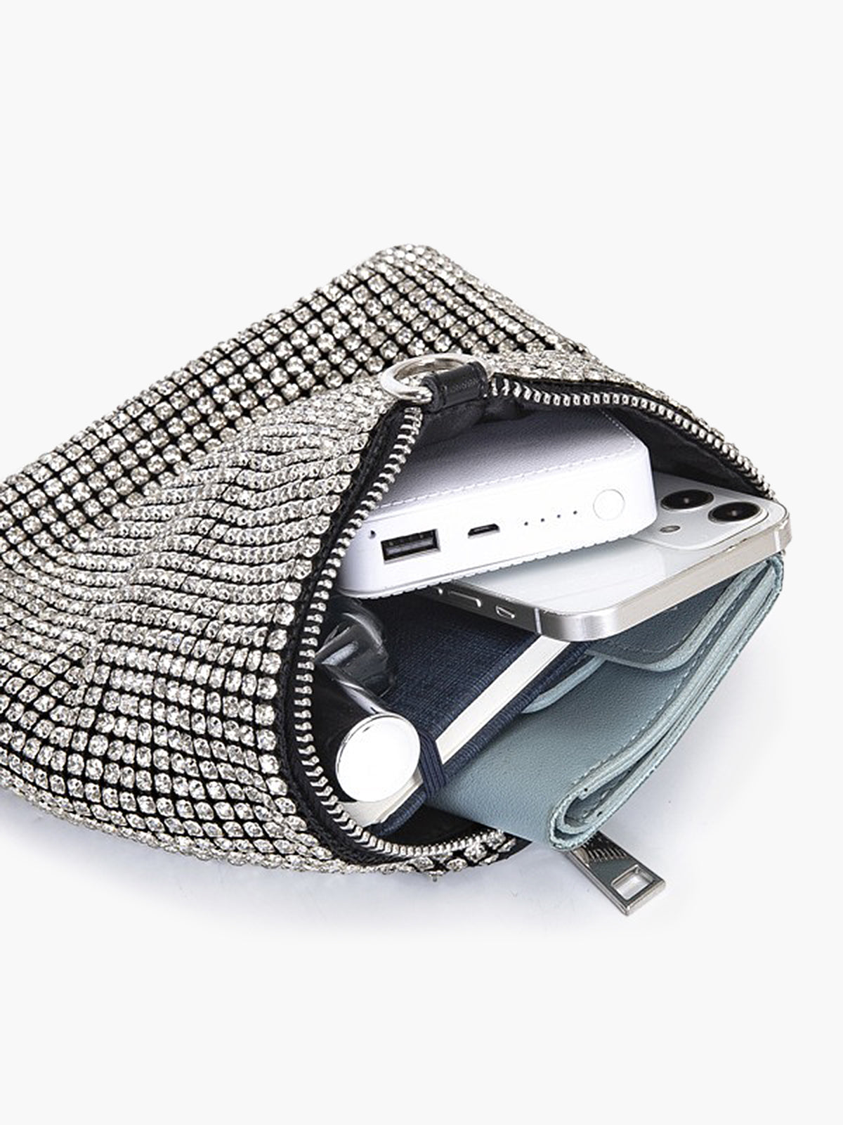 Fonkelende Strass Driehoek Mini Handtas