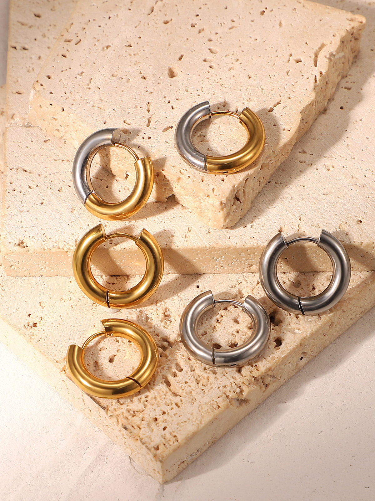 Twee kleurs harnas oorbellen van roestvrij staal