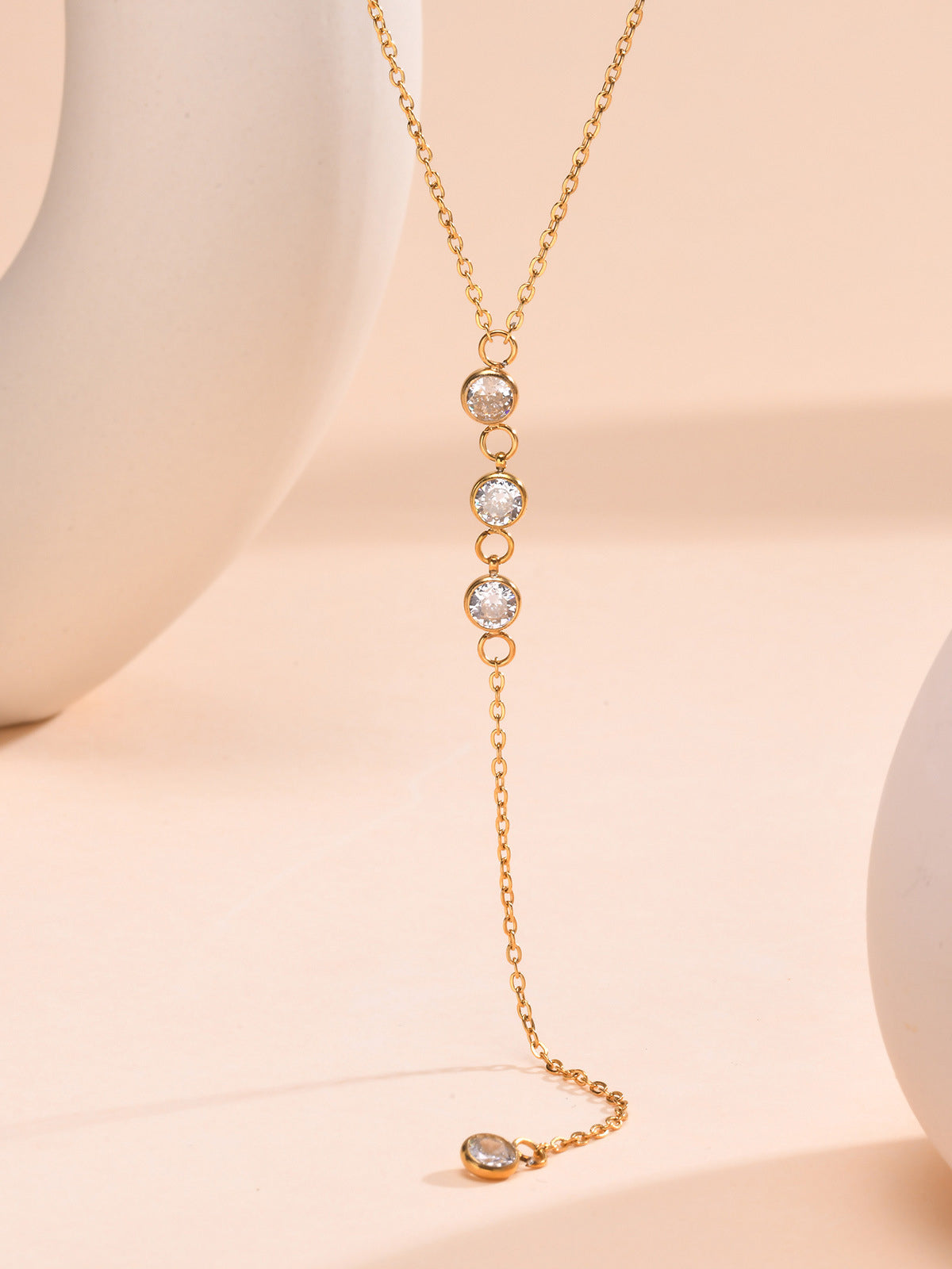 Rhinestone Lariat Dangle Ketting