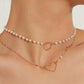 Dubbel laag oorbellen met hart en parels - Elegante en verfijnde ketting