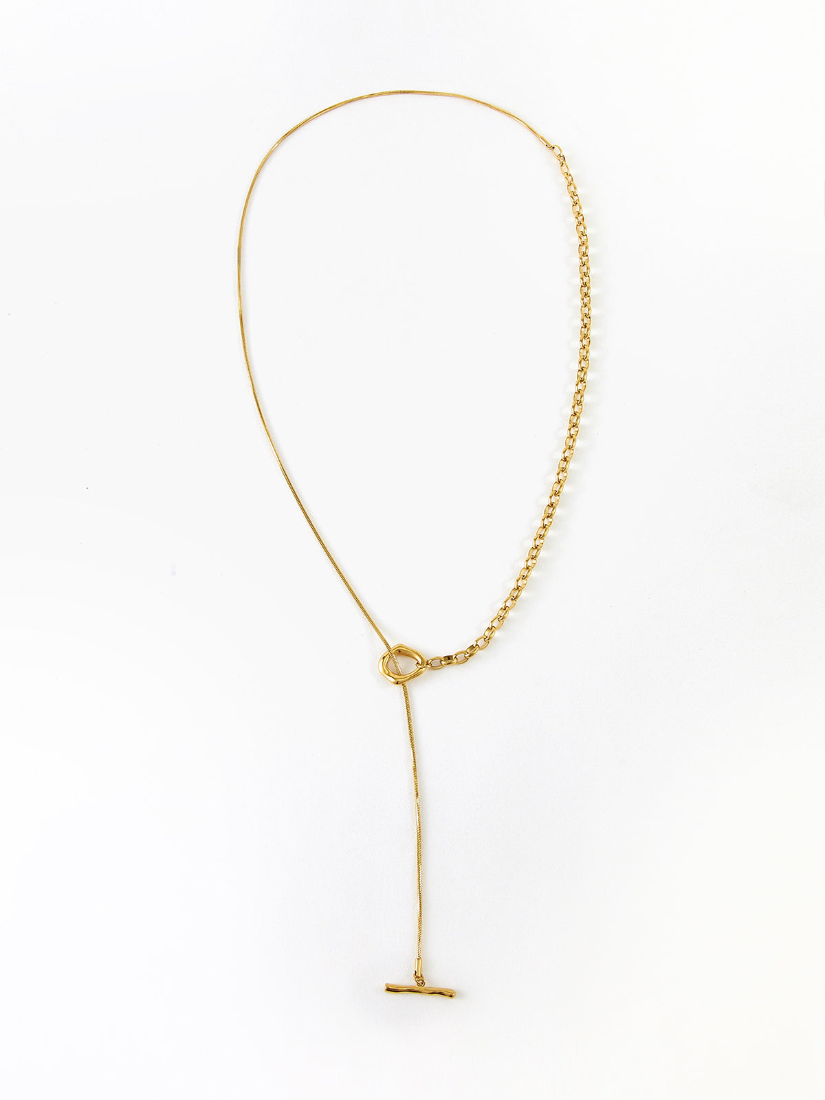 Elegante Y-halsketting met lariat in goud