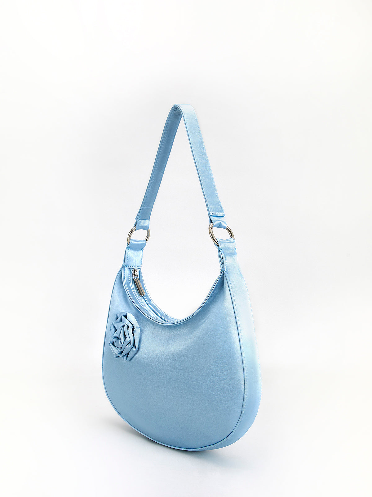 3D Bloem Ritssluiting Halve Maan Tas