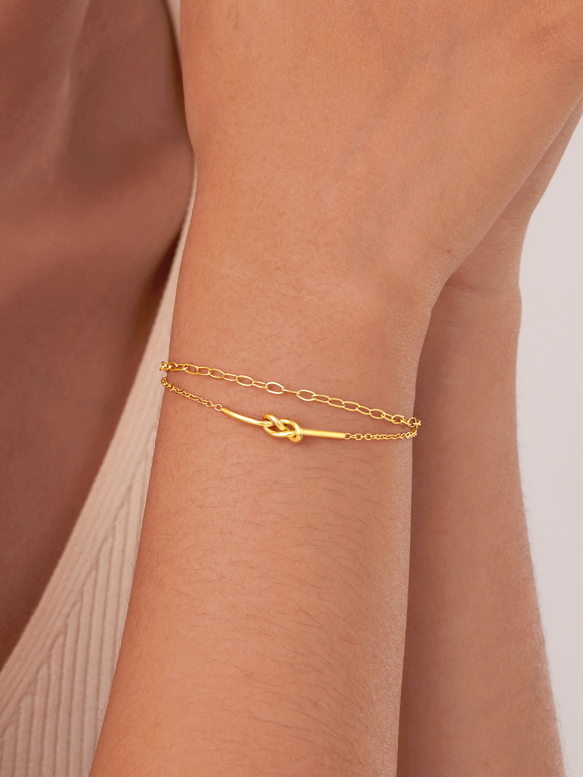 Elegante Dubbele Laag Geknoopte Armband