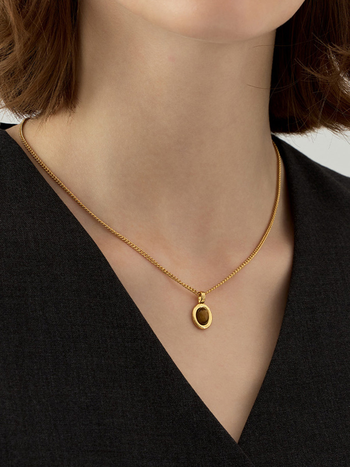 Choker en Pierre Œil de Tigre in Eenvoudige Elegante Stijl