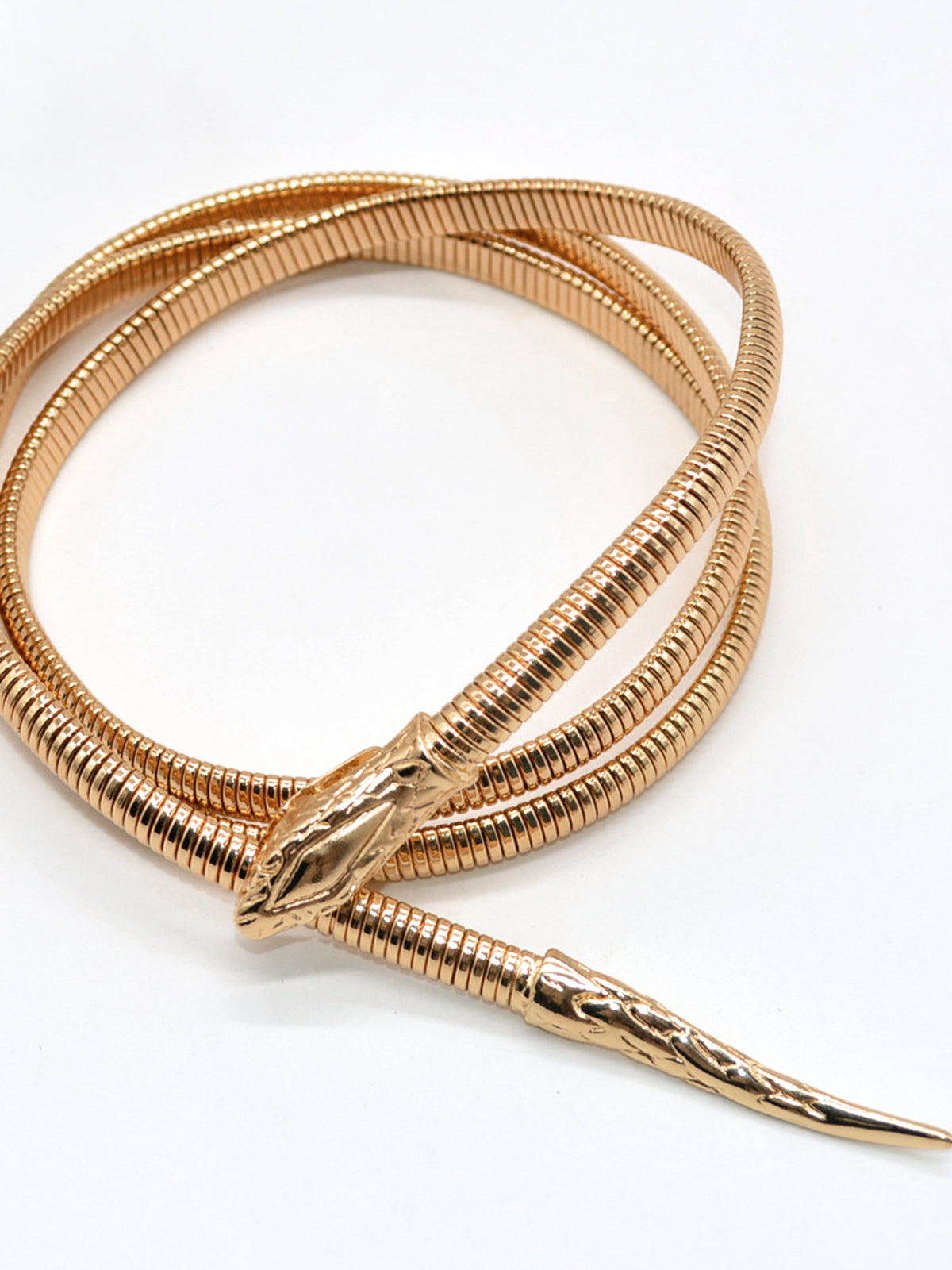 Elegante Zilveren Slangvormige Metallic Riem