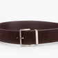 Taupe suède riem met grote gesp voor een trendy en verfijnde stijl