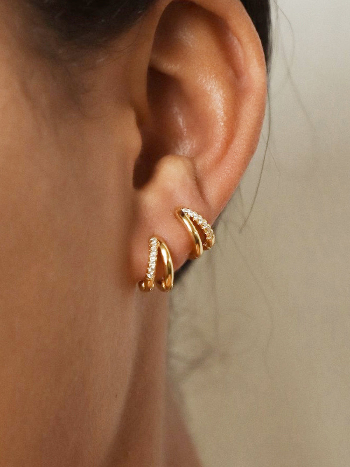 Dubbele Hoepel Rhinestone Oorbellen