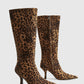 Mid-calfslee zippersla boots met luipaardprint voor een wilde en trendy look