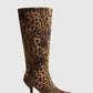 Mid-calfslee zippersla boots met luipaardprint voor een wilde en trendy look
