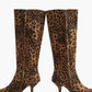 Mid-calfslee zippersla boots met luipaardprint voor een wilde en trendy look