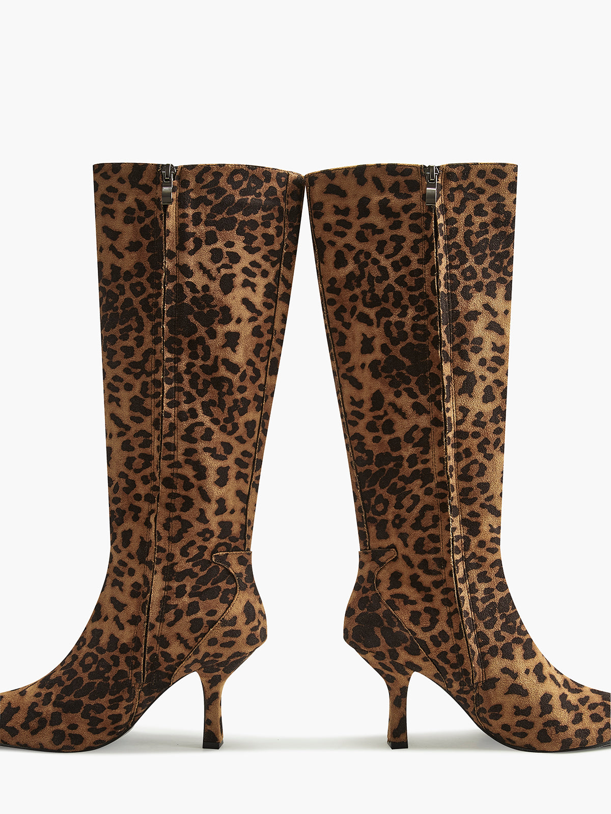 Mid-calfslee zippersla boots met luipaardprint voor een wilde en trendy look