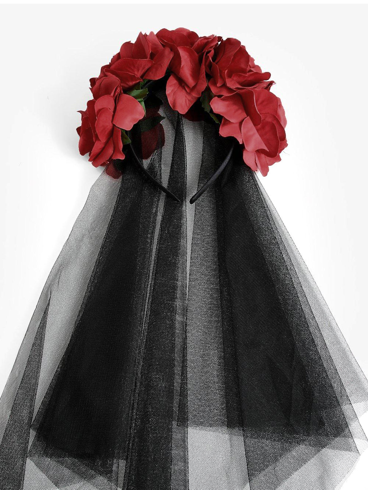 Thema Halloween Rosenblüten Haarband met zwart mesh-ontwerp