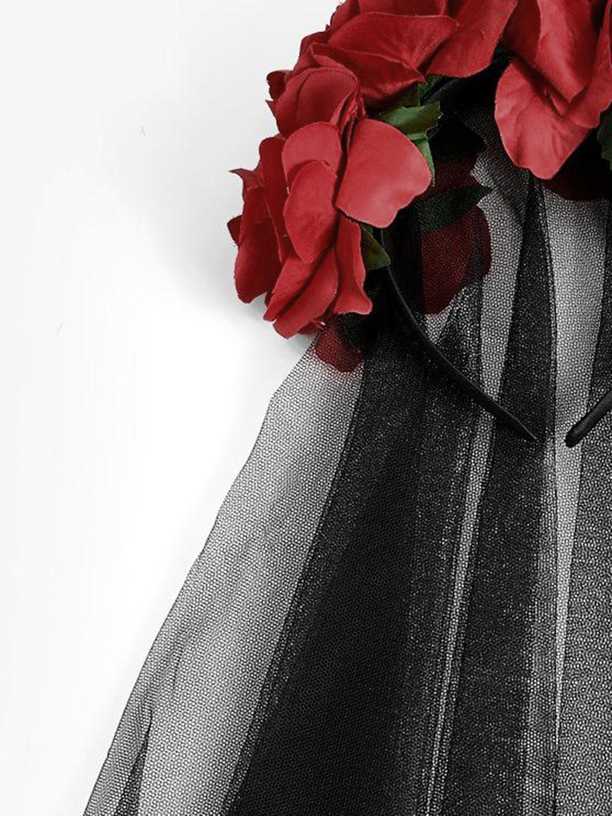 Thema Halloween Rosenblüten Haarband met zwart mesh-ontwerp