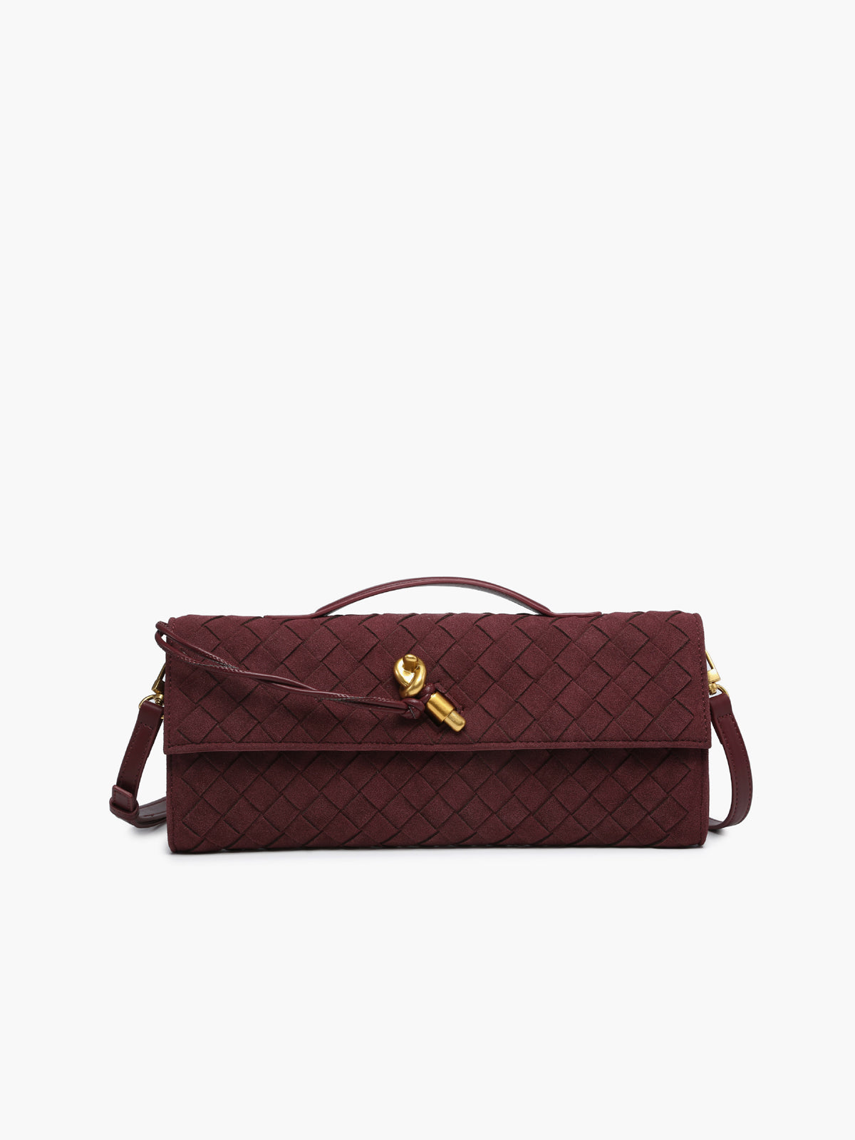 Elegante suède clutch met klep voor stijlvolle verschijningen