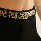 Elegante en trendy riem met een luipaardprint gesp