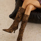 Mid-calfslee zippersla boots met luipaardprint voor een wilde en trendy look