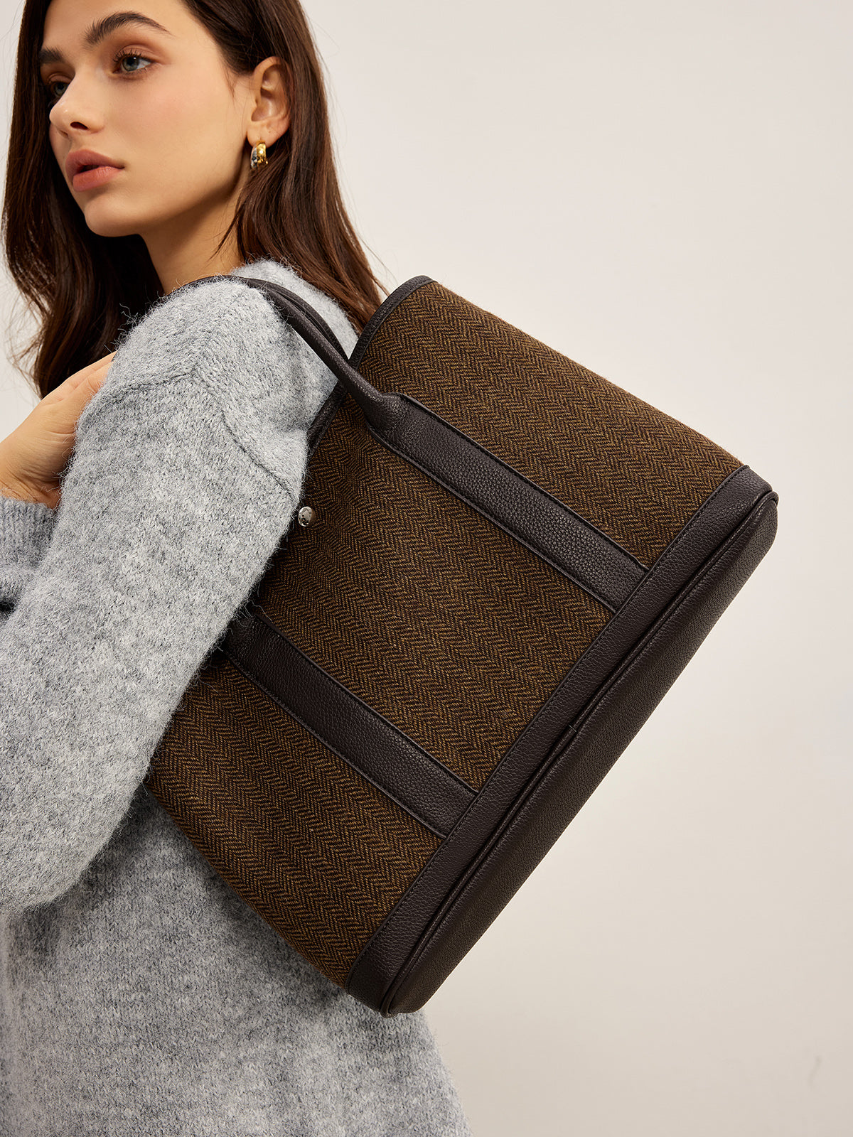 Stijlvolle Chevron knoopsluitbare schoudertas