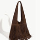 Bruine Schoudertas met Franjes – Boho Suède Look Handtas