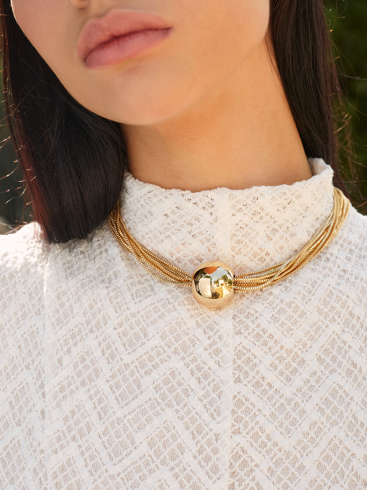 Elegant multi-ketting ketting met glanzende bolletjes