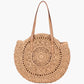 Chic Gehaakte Ronde Stro Tote Tas