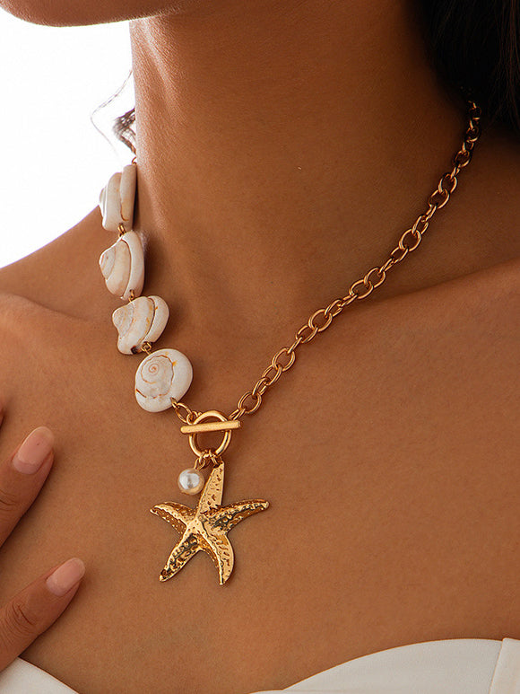 Elegante schelp- en zeesterhanger ketting - Perfect voor de strandliefhebber stijl