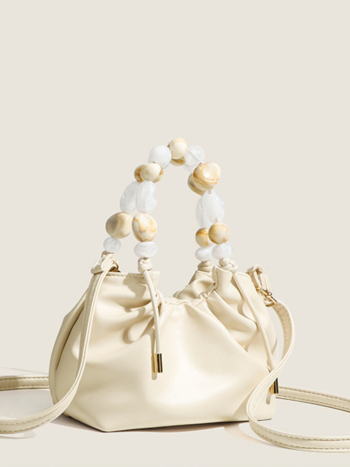 Chique Pastel Kralen Hobo Tas met Stijlvolle Handgreep