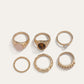 Set van 6 ringen met een mix van edelstenen en elegante texturen