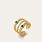 Oogent Smaragdaccent Multi-Band Gouden Ring – Elegante en Uniek Sieraad