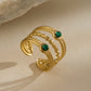 Oogent Smaragdaccent Multi-Band Gouden Ring – Elegante en Uniek Sieraad