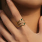 Oogent Smaragdaccent Multi-Band Gouden Ring – Elegante en Uniek Sieraad