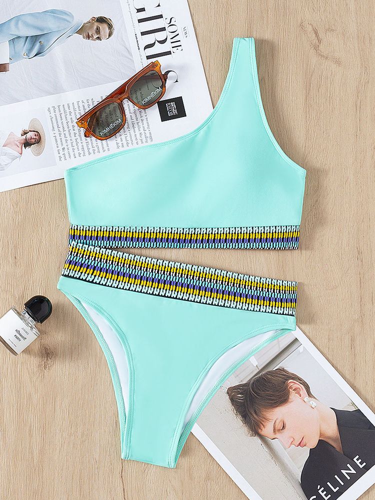 Trendy een- schouder bikini-ensemble voor dames