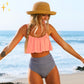 Vrouwelijke Bikini-Set - Hoge Taille Slip - Ruffle Top - Ademend en Rekbaar Stof