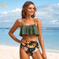 Vrouwelijke Bikini-Set - Hoge Taille Slip - Ruffle Top - Ademend en Rekbaar Stof
