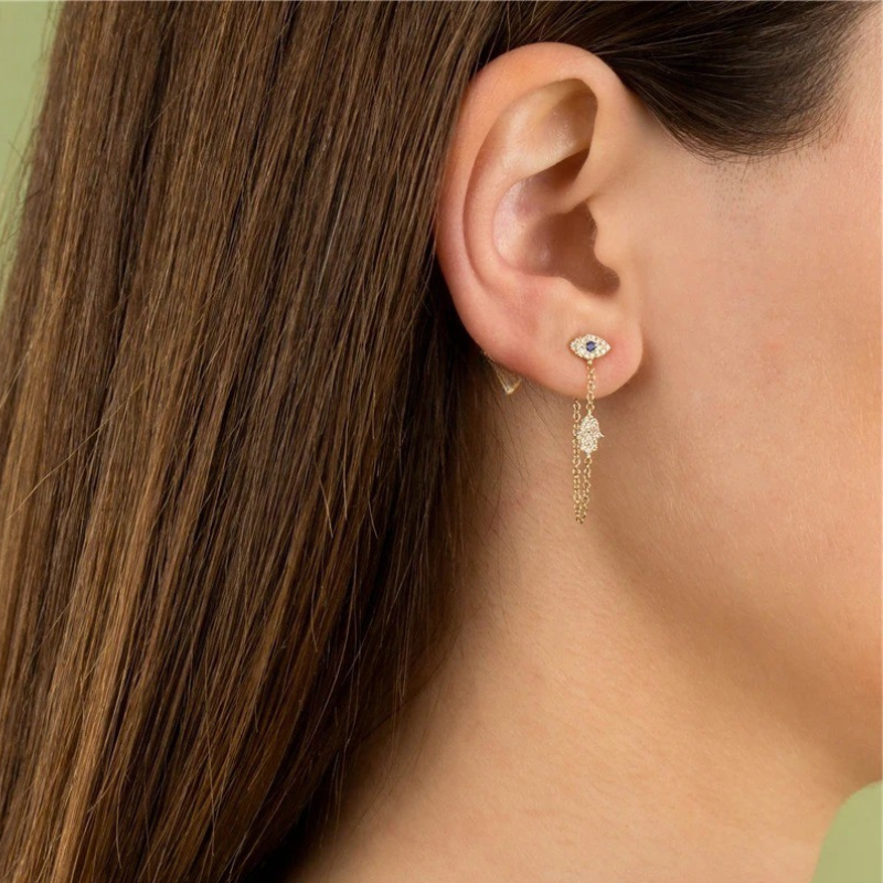 Eye Hamsa Hand Palm Bedel Bengelen Oorbellen - Deanna