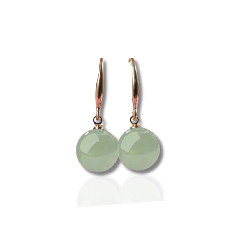 Groene Parel Druppeloorbellen - Jade