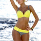 Dames Bikini Set – V-hals Ruché – Lage Taille – Stretch en Ademend Stoffen – Contrasterende Schouderbandjes