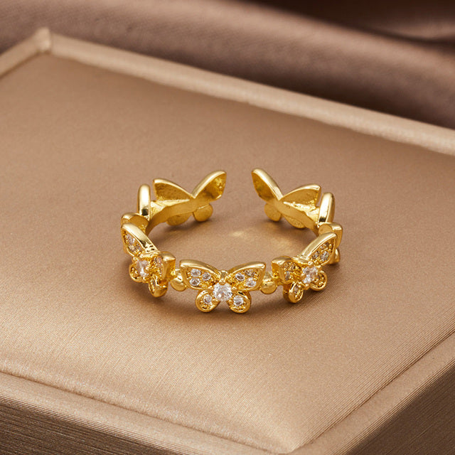 Verstelbare Gouden Vlinder Ring