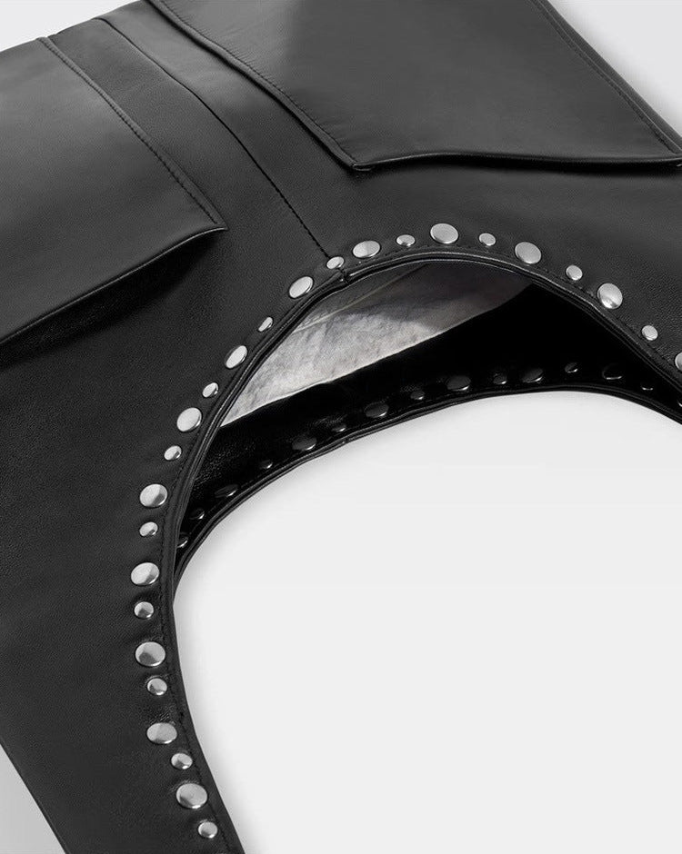 Versterkte Boho-schoudertas met spijkers