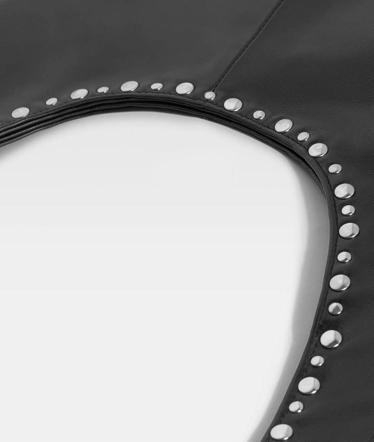 Versterkte Boho-schoudertas met spijkers