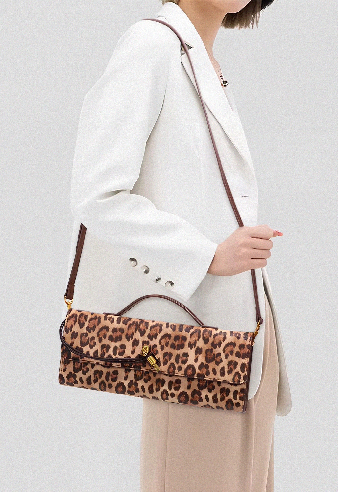 Luipaardprint Pochette met Schouderband