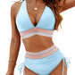 Dames Bikini Set - Hoog Taille Corrigerend Bottom - Verstelbaar Driehoek Bovenstuk