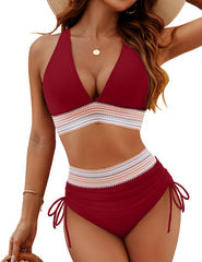 Dames Bikini Set - Hoog Taille Corrigerend Bottom - Verstelbaar Driehoek Bovenstuk