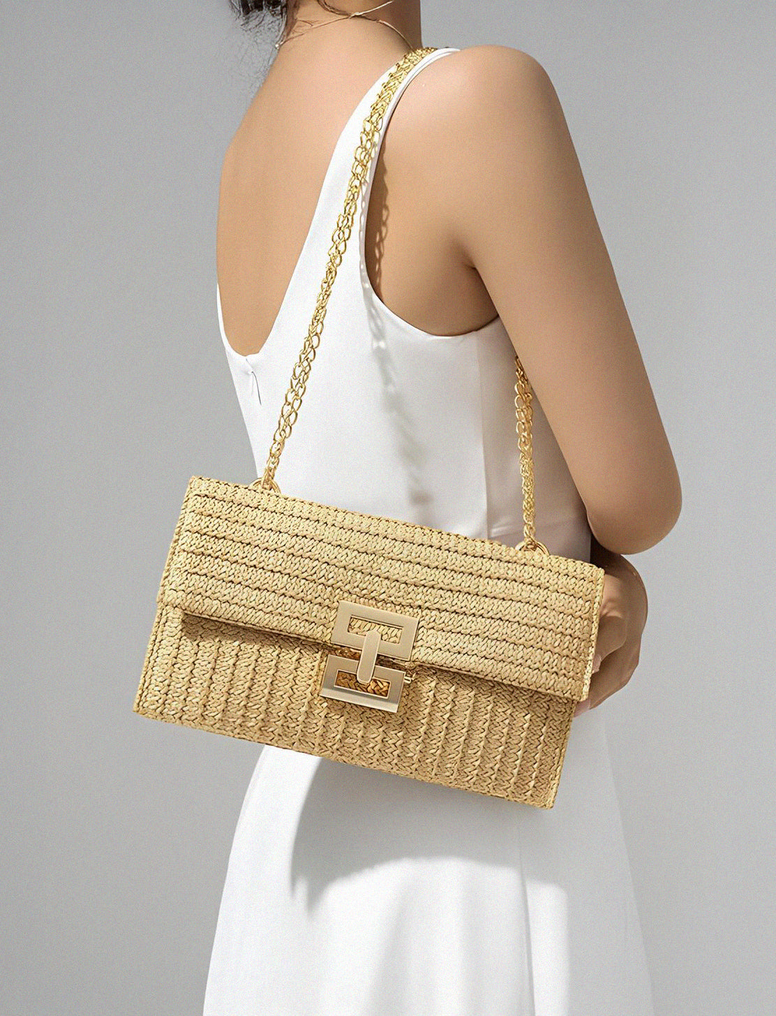 Chic geweven raffia strozak voor stijlvolle gelegenheden