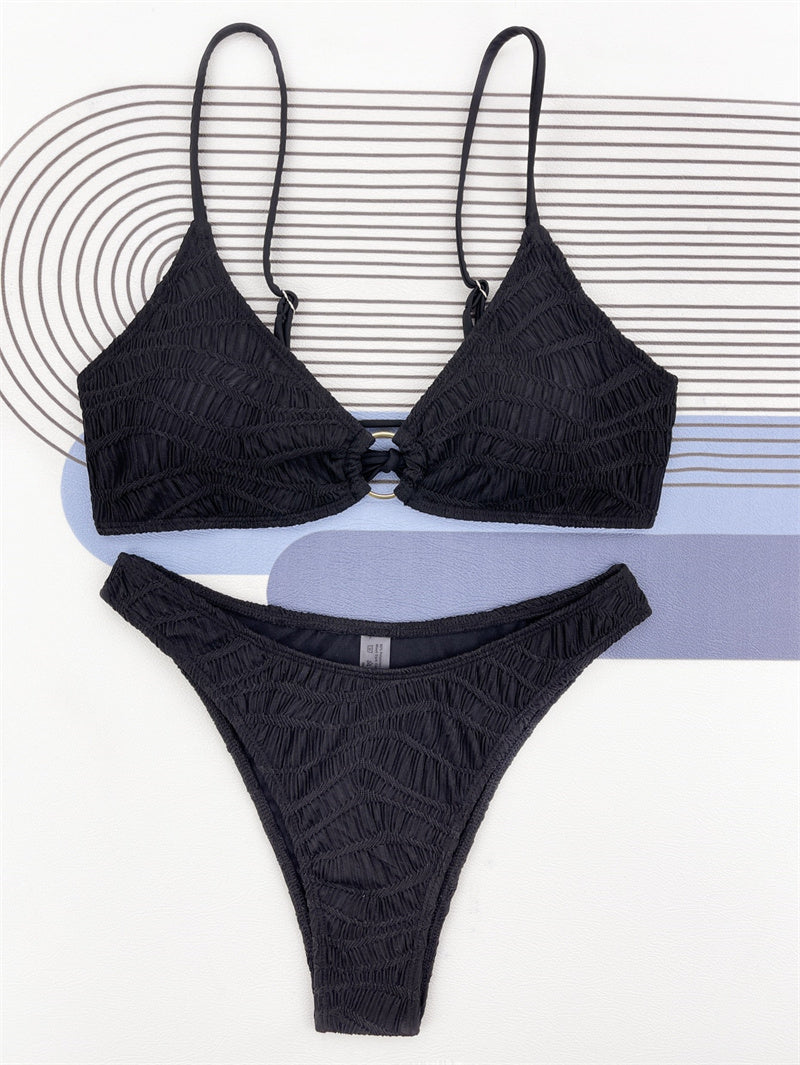 Micro gebreide textuurbikini ensemble met push-up voor dames high-end