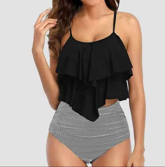 Dames Tankini Set – Vloeistof Pasvorm – Empire Taille – V-Hals – Ademend Mengsel