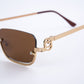 Vierkante metalen zonnebril met halve montuur