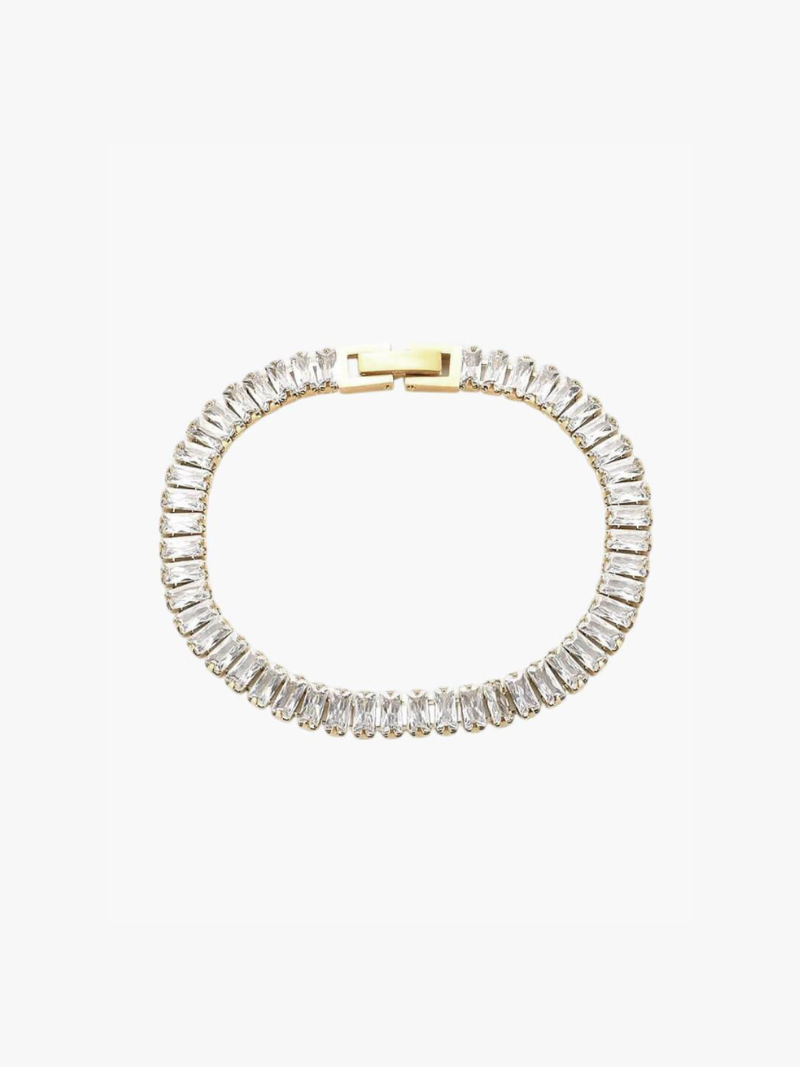 Elegante Tennis Armband Baguette met Glanzende Edelstenen