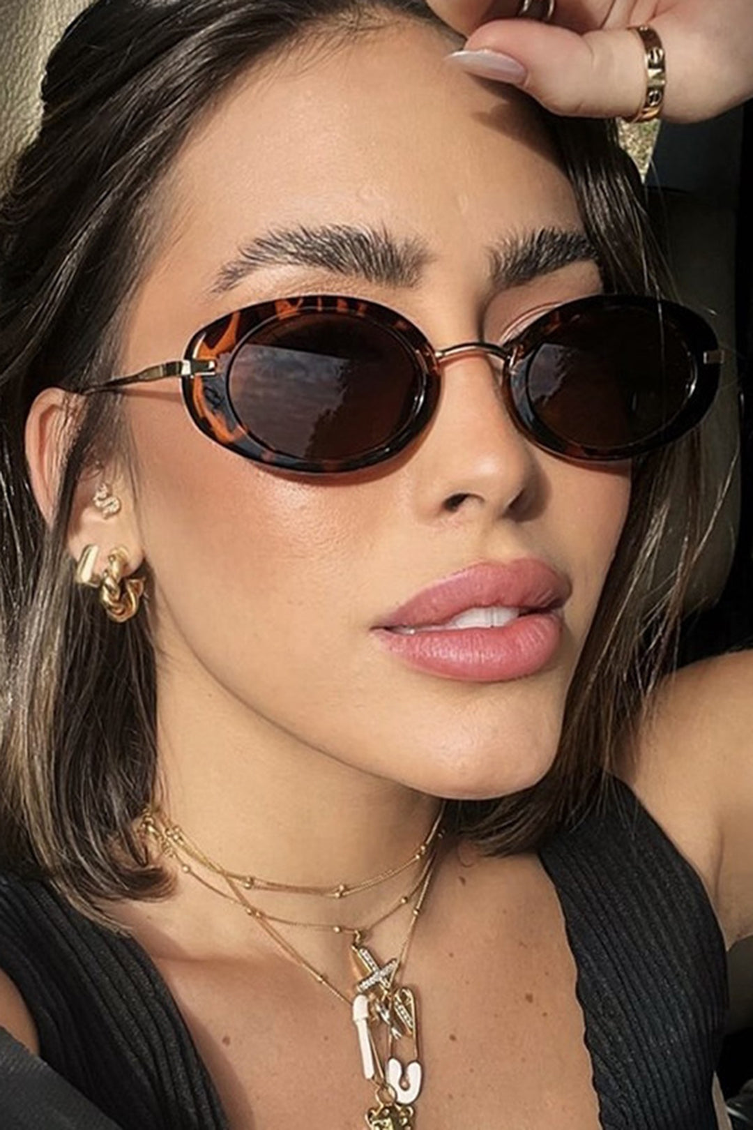 Retrooval Oogbolvormige Zonnebril