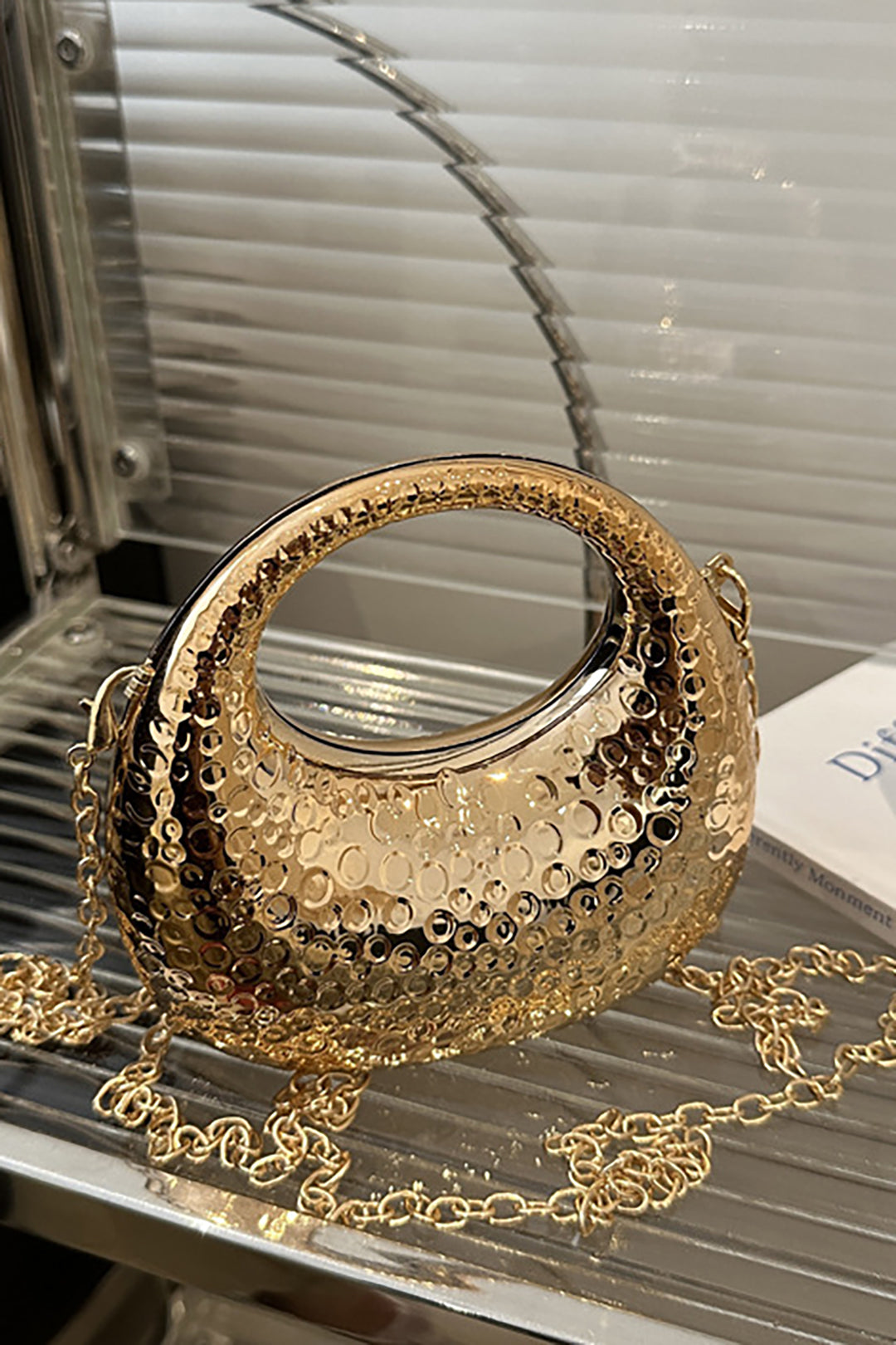 Chic metalen ketting schoudertas voor moeiteloze stijl